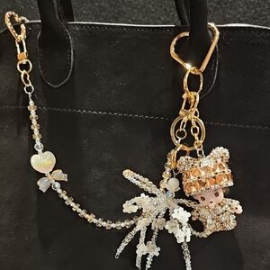 Crystal Doll Bag Charm – Gold Sparkle Statement Purse Accessory